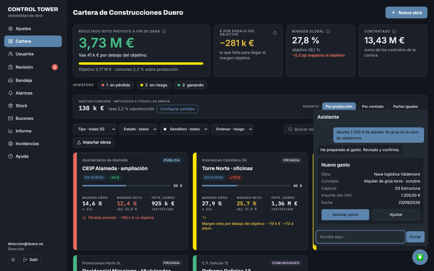 Asistente con un gasto preparado a partir de una frase, listo para confirmar